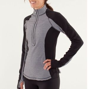 Lululemon Run: U-Turn Pullover Mini Check Pique Black White quarter zip 8